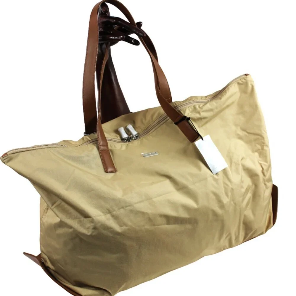 Tumi Obi Collection Grain Fold Away Nylon Leather Trim XL Travel Tote